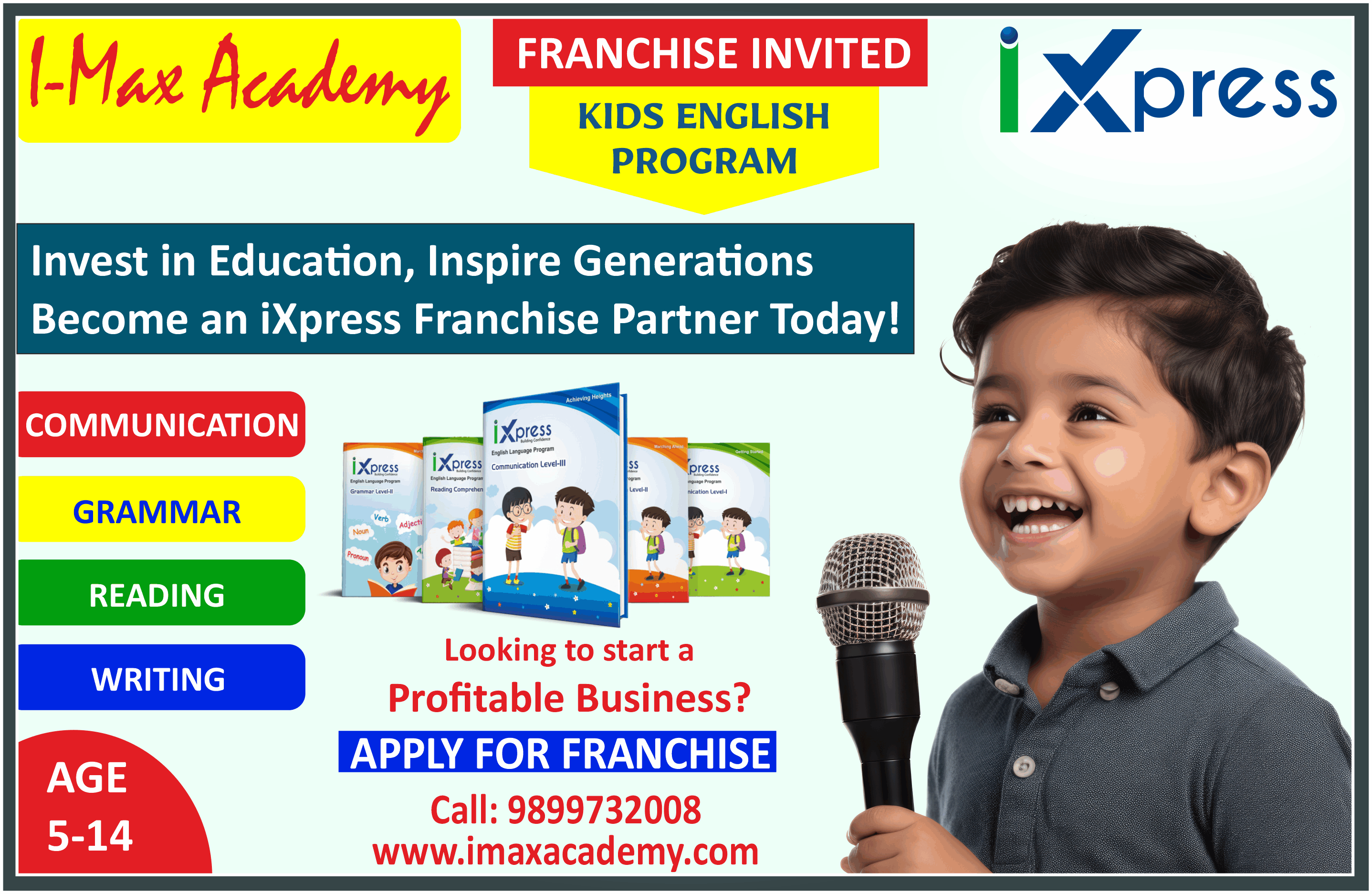 Empower your child with iXpress Smart English India’s top English Program for kids. Join classes or start your own iXpress English Franchise today!